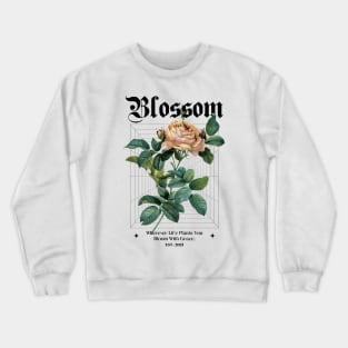 Blossom Streetwear Aesthetic - White Crewneck Sweatshirt